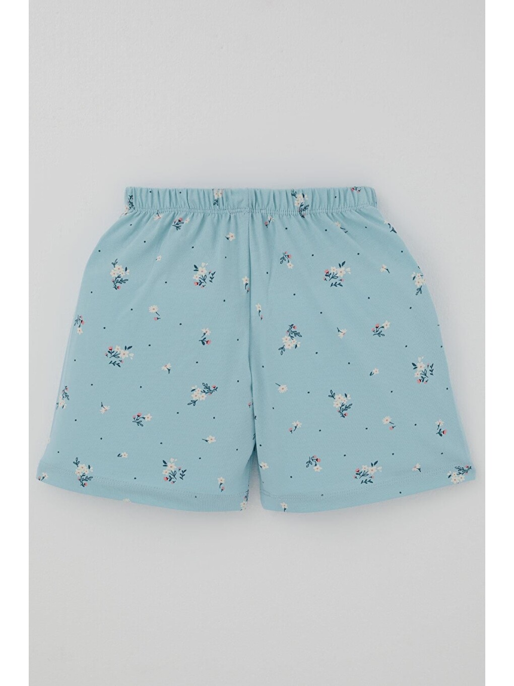 Kız Çocuk Şortlu Pijama Takımı Çiçek Desenli Açık Mavi (4-8 Yaş)-6