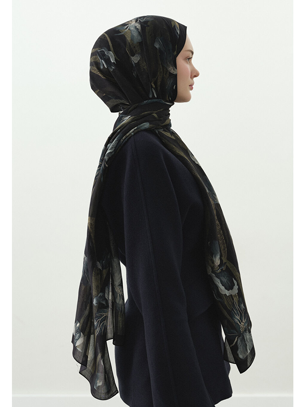 Siyah ZELINDA DESENLİ PAMUK VİSKON ŞAL SİYAH-2