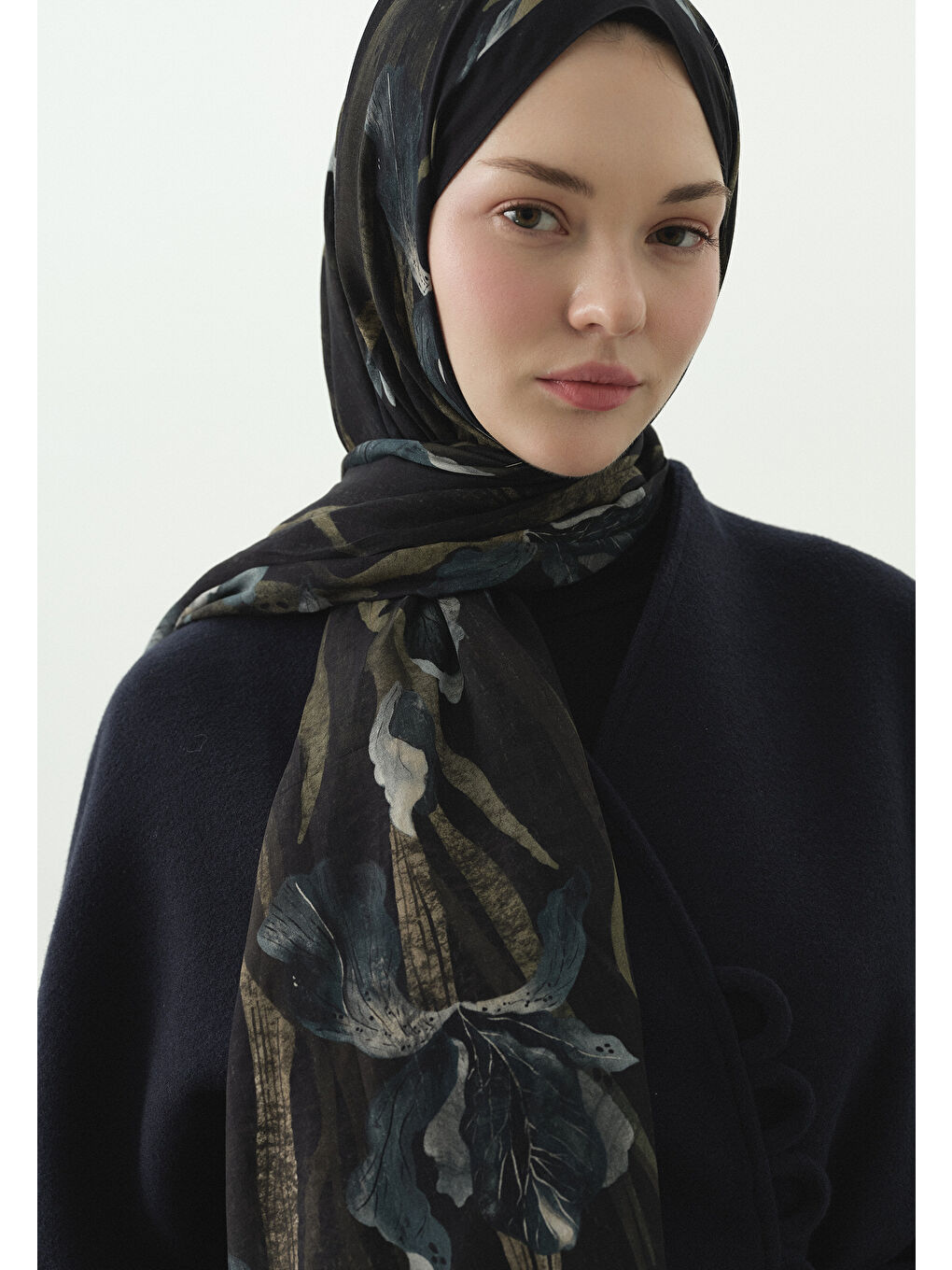 Siyah ZELINDA DESENLİ PAMUK VİSKON ŞAL SİYAH-3