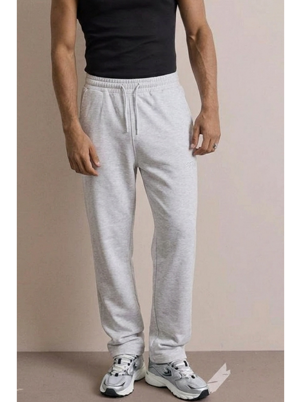 Erkek Günlük Regular Fit Baskılı A.gri Eşofman Altı-4