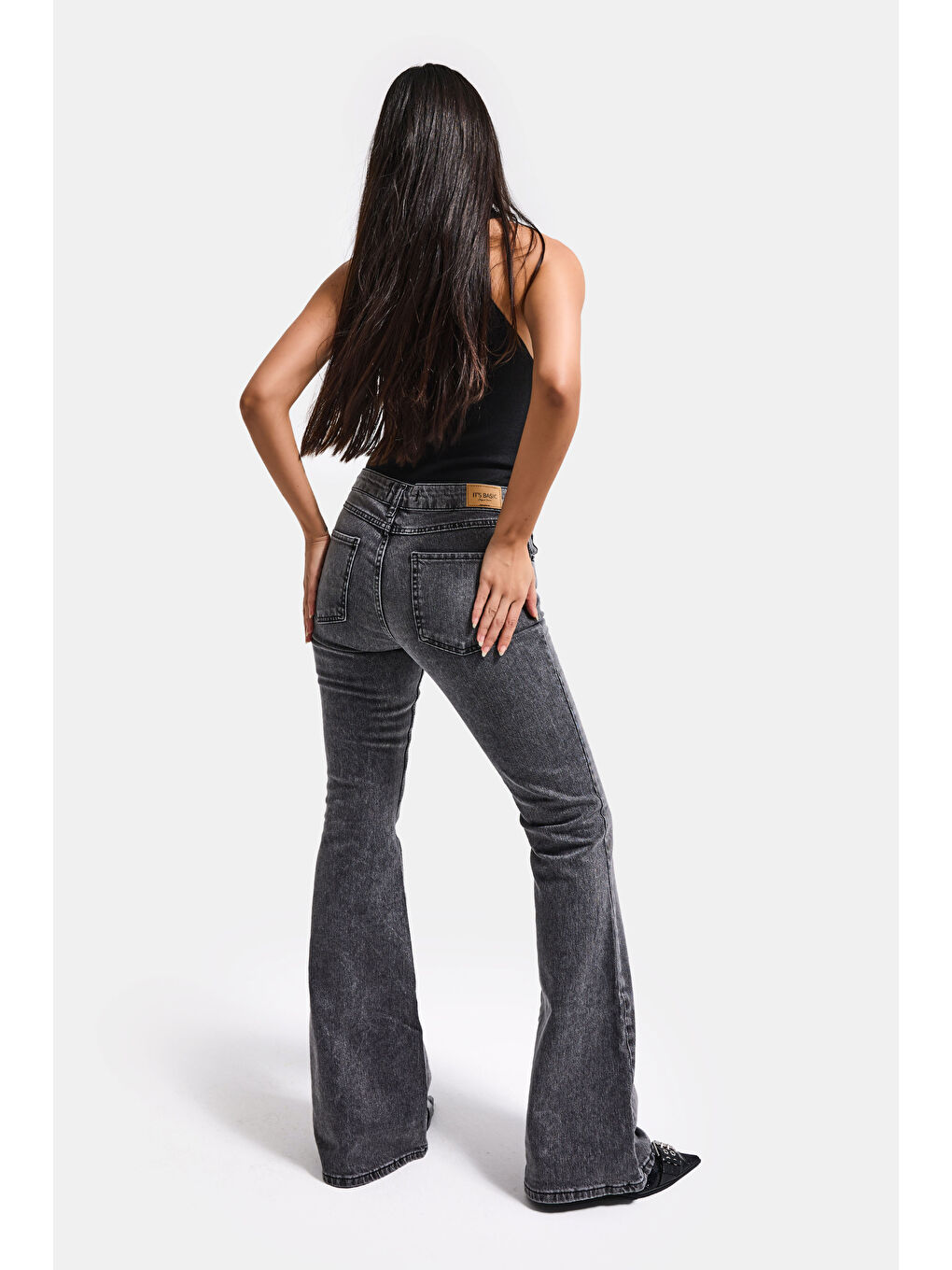 Gri Kadın Füme 4s6-14 Mid Rise Flare Fit Esnek Kumaş Denim Jean-2