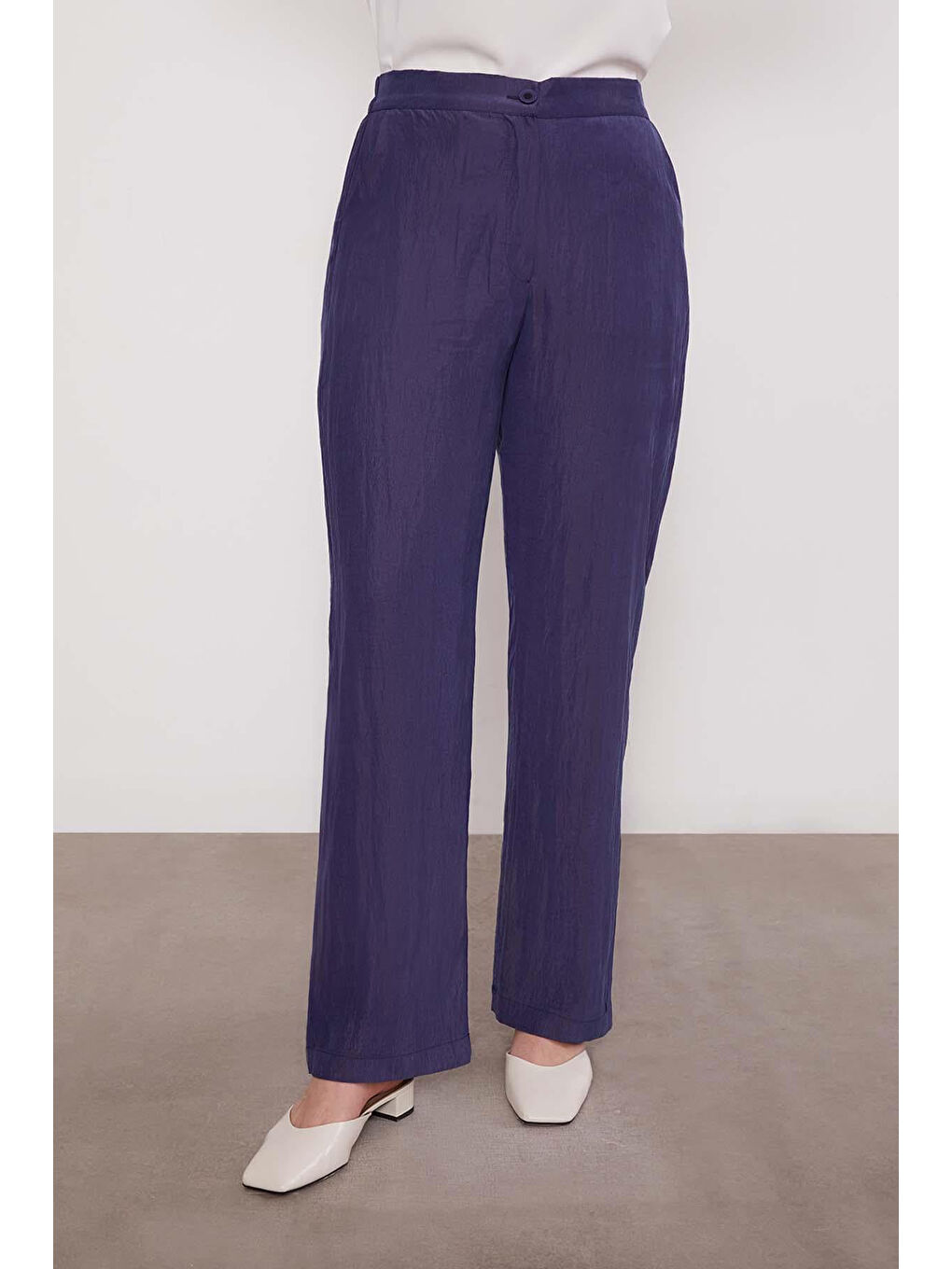 Çiçek Detay Gömlek Pantolon Takım 100796 Lacivert-3