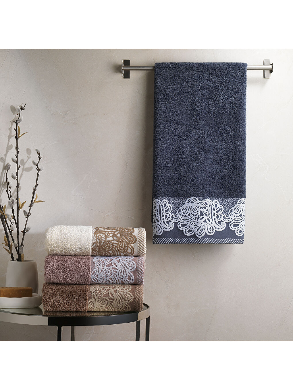 Home Lace Havlu 50x90 Cm - Orta Gri