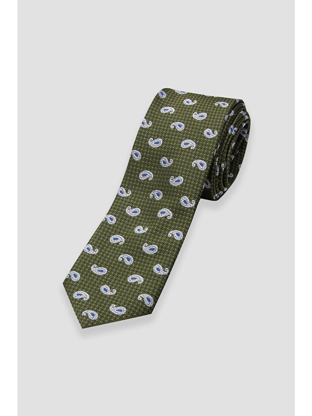 Kravat 8 Cm Mikrofiber Polyester Haki Erkek Desenli Kravat