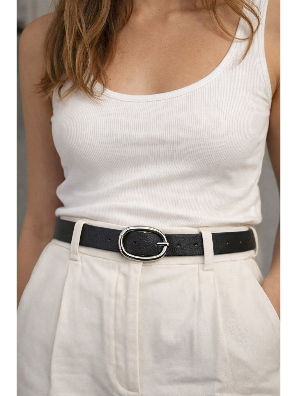 Oval Tokalı Siyah İnce Kadın Kemeri Ceket Kemeri, Gömlek Kemeri, Elbise Kemeri KMR005 SIYAH-1