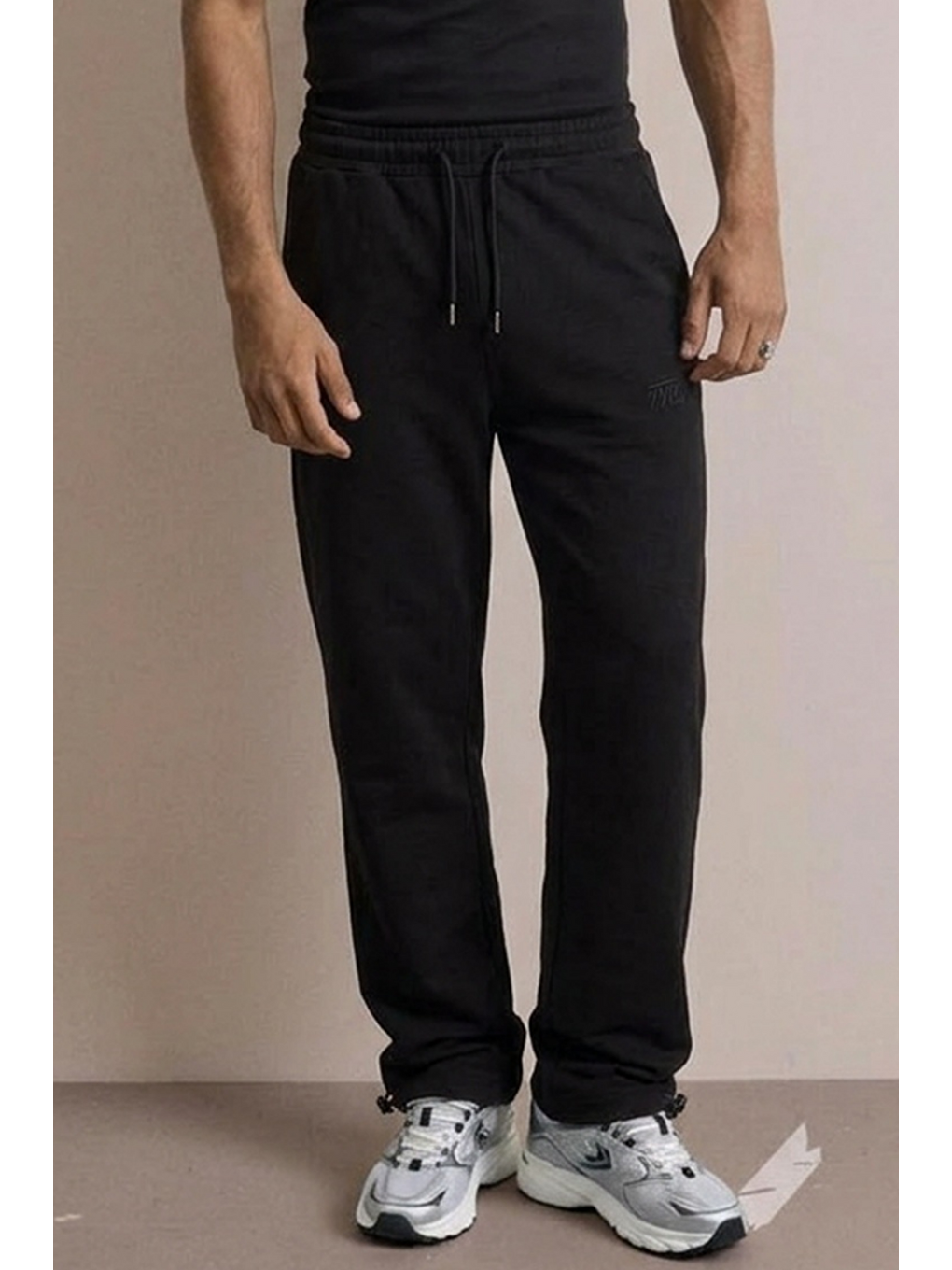 Erkek Günlük Regular Fit Baskılı Siyah Eşofman Altı-4