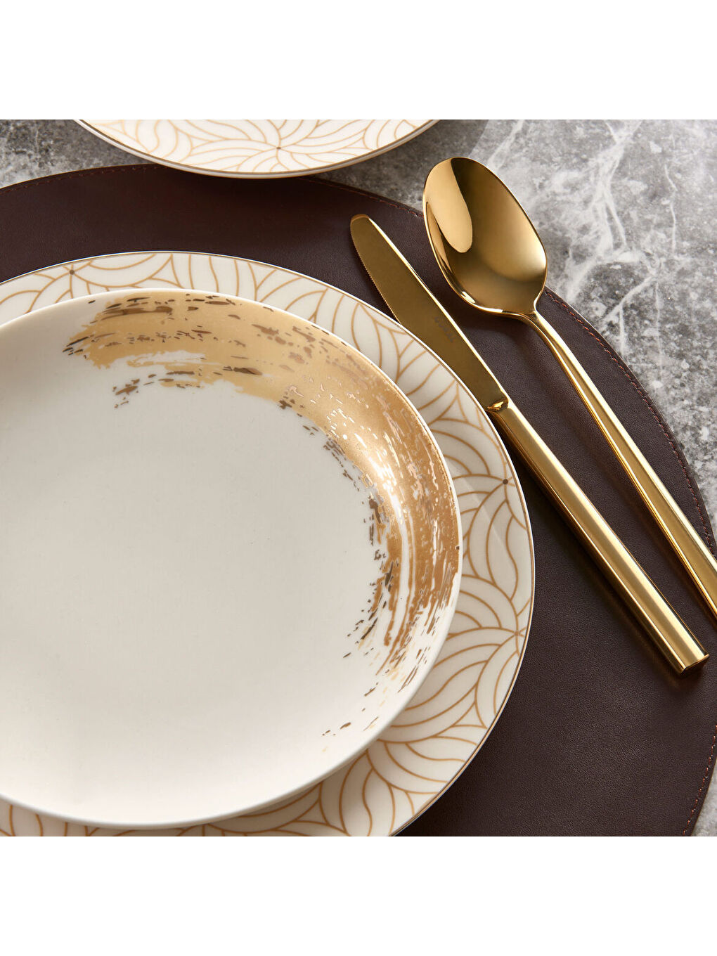 Ekru CAMELİA 54 PARÇA 12 KİŞİLİK YEMEK TAKIMI  GOLD 6420-4