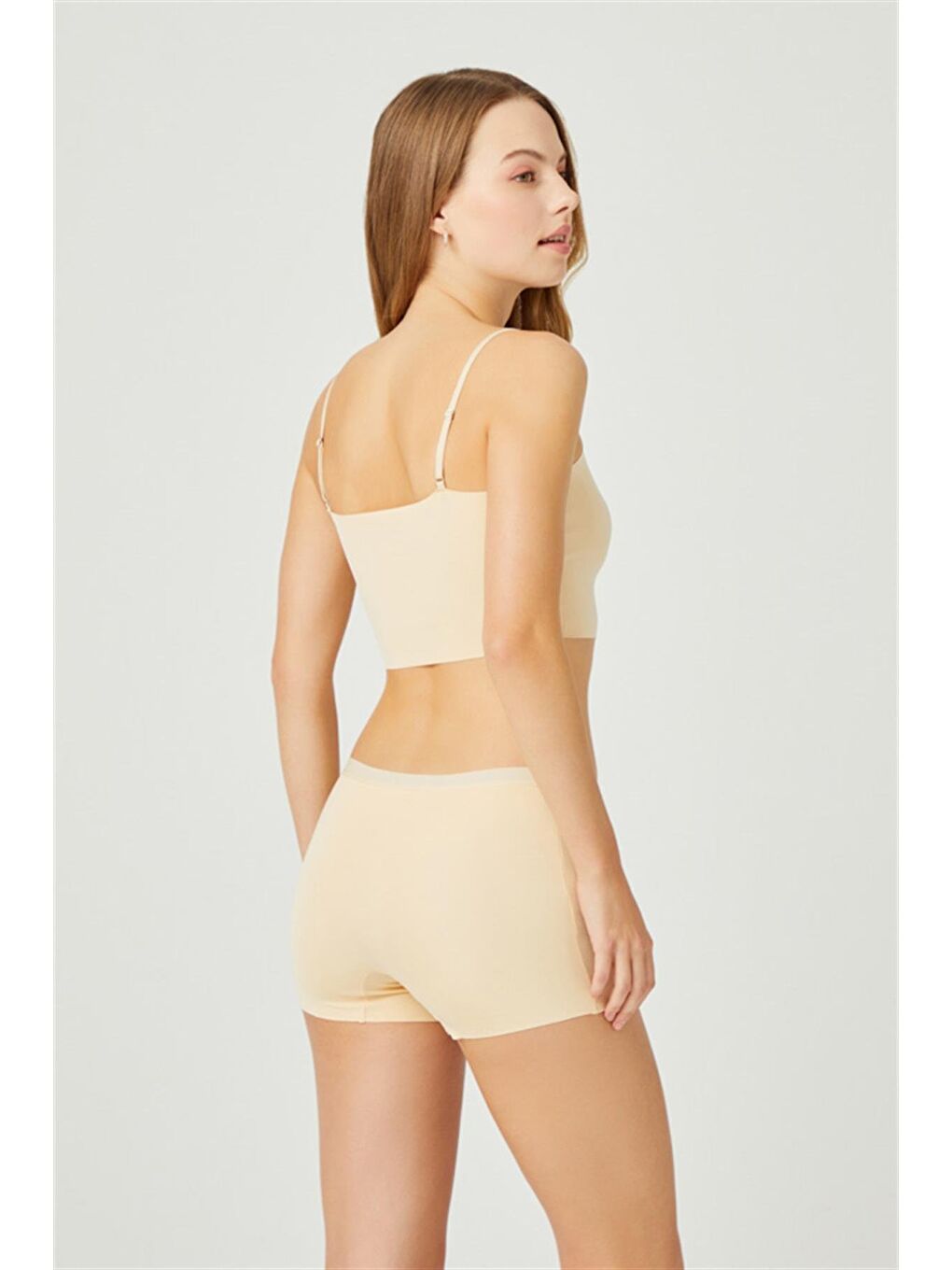 Cottonhill Bej Ten Basic Lazer Kesim Dikişsiz Kadın Boxer Külot - 1