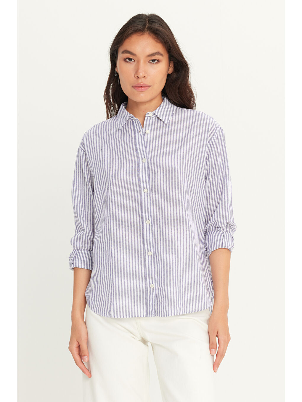 Karışık Regular Fit Normal Kesim Keten Karışımlı Çok Renkli Gömlek