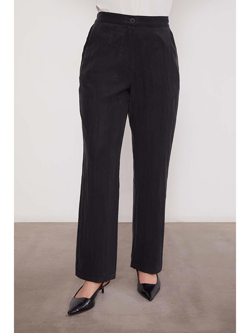 Çiçek Detay Gömlek Pantolon Takım 100796 Siyah-4