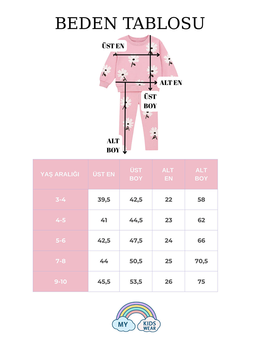 Pembe Kız Çocuk Desenli İkili Takım (Sweatshirt + Tayt) 2-8 Yaş 12073-1