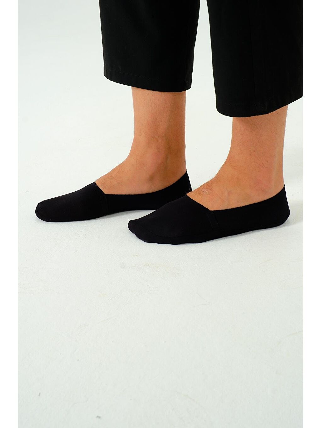 Erkek Pamuklu Kısa Lazer Kesim Görünmez Çorap Siyah-3