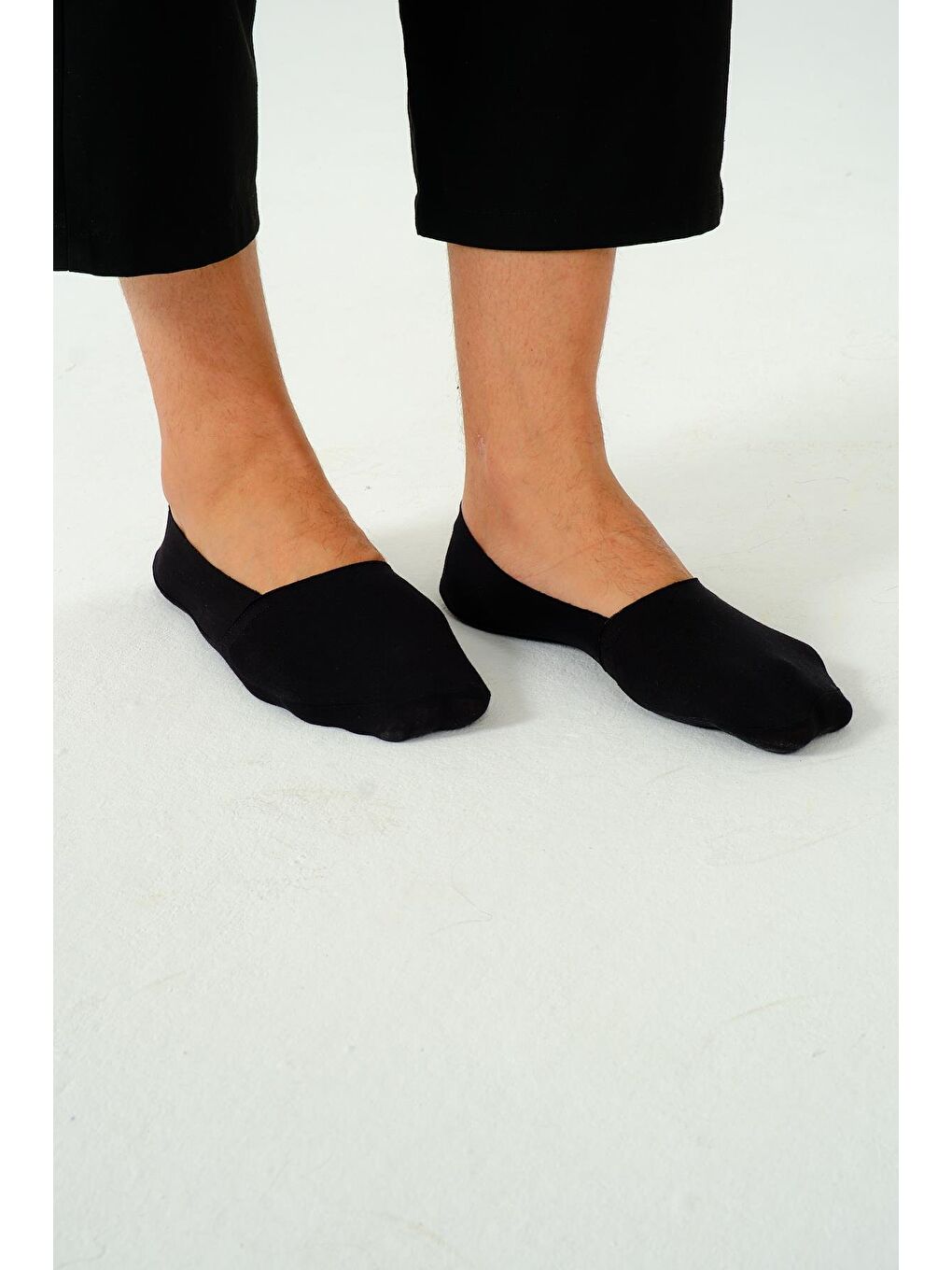 Erkek Pamuklu Kısa Lazer Kesim Görünmez Çorap Siyah-4