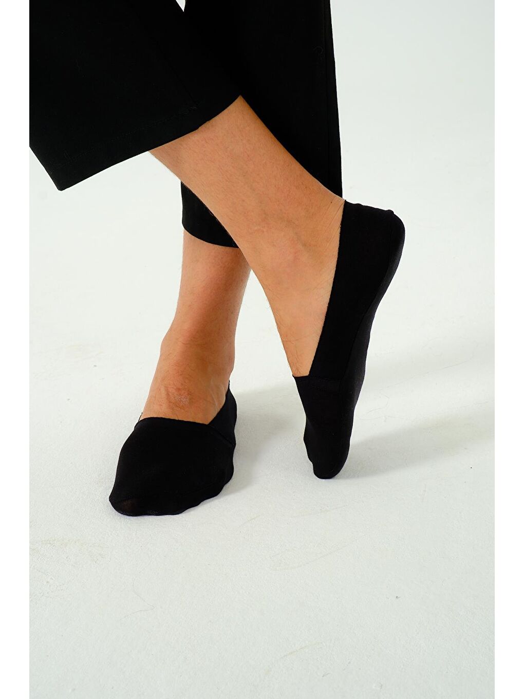 Erkek Pamuklu Kısa Lazer Kesim Görünmez Çorap Siyah-5