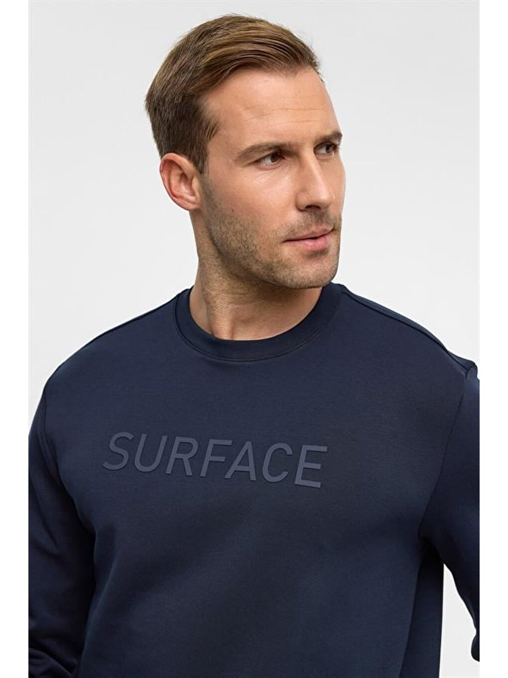 Lacivert Regular Düz Bisiklet Yaka Sweatshirt-2