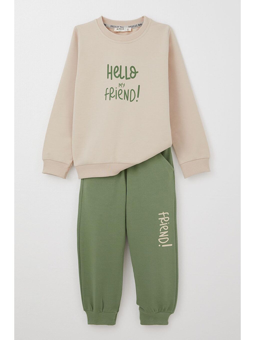 Erkek Bebek Eşofman Takım Sırt Kısmı Sevimli Sincap Baskılı Bej (9 Ay-1 Yaş)