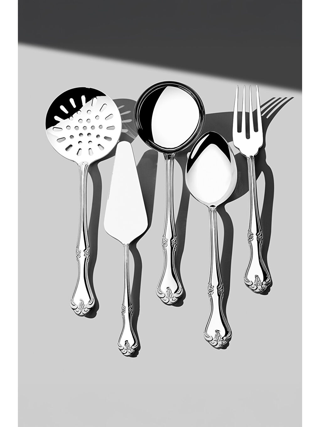 Gri Lalezar Sade 6 Parça Paslanmaz Çelik Servis Takımı-2