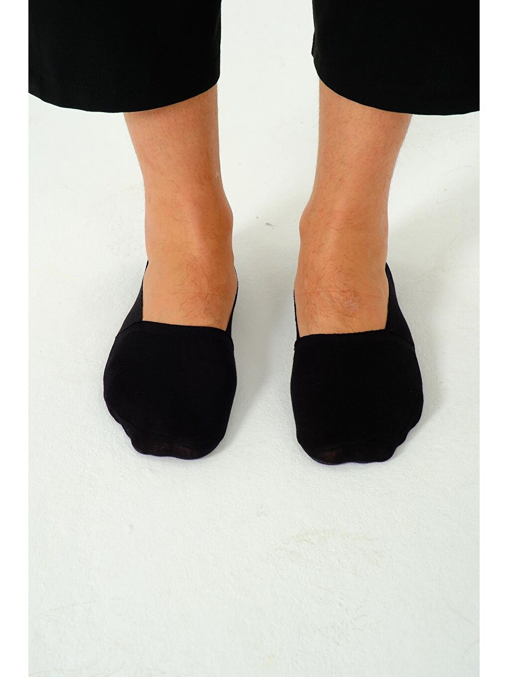 Erkek Pamuklu Kısa Lazer Kesim Görünmez Çorap Siyah-8