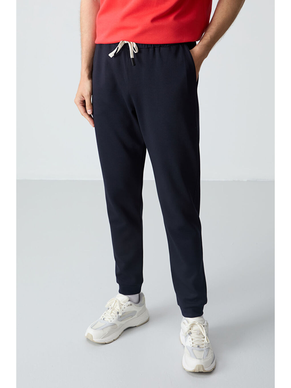 Kırmızı Fiesta Lacivert Pamuklu Kalın Yumuşak Dokulu Oversize Fit Basic Erkek Eşofman Takım - 85261-5