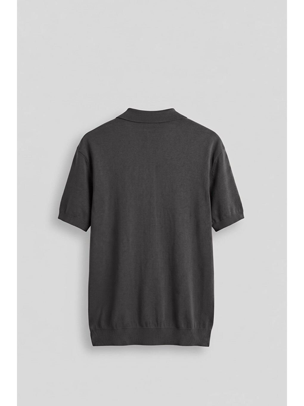 Gri Erkek Regular Fit Örme Kumaş Basic Polo Yaka T-Shirt Füme-1