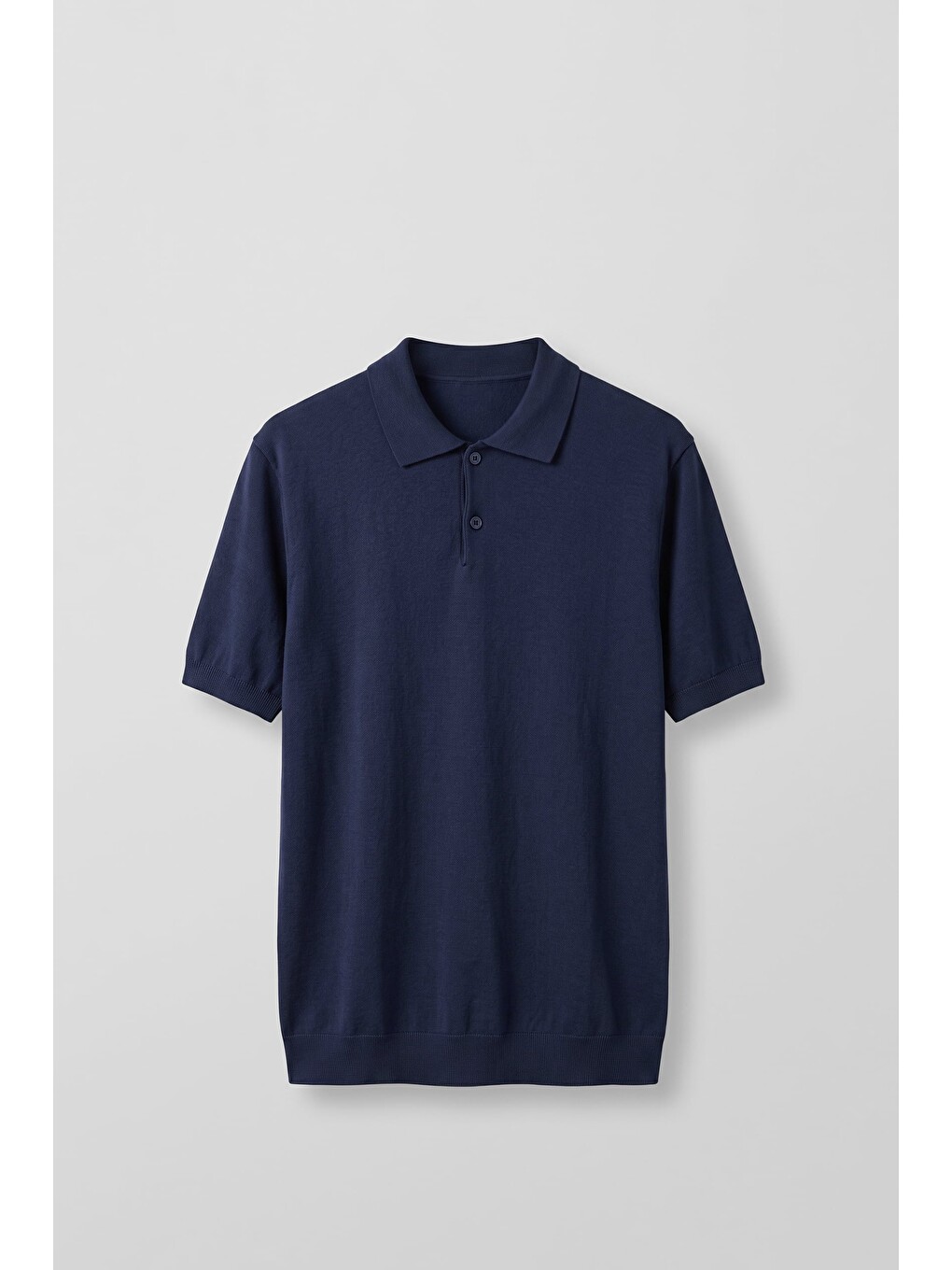 Erkek Regular Fit Örme Kumaş Basic Polo Yaka T-Shirt Lacivert
