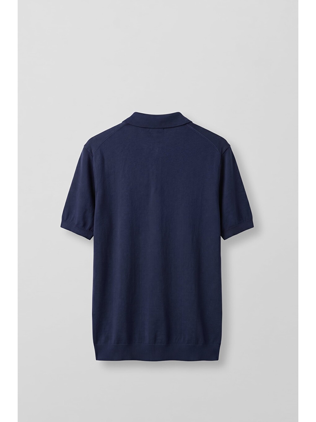 Erkek Regular Fit Örme Kumaş Basic Polo Yaka T-Shirt Lacivert-1