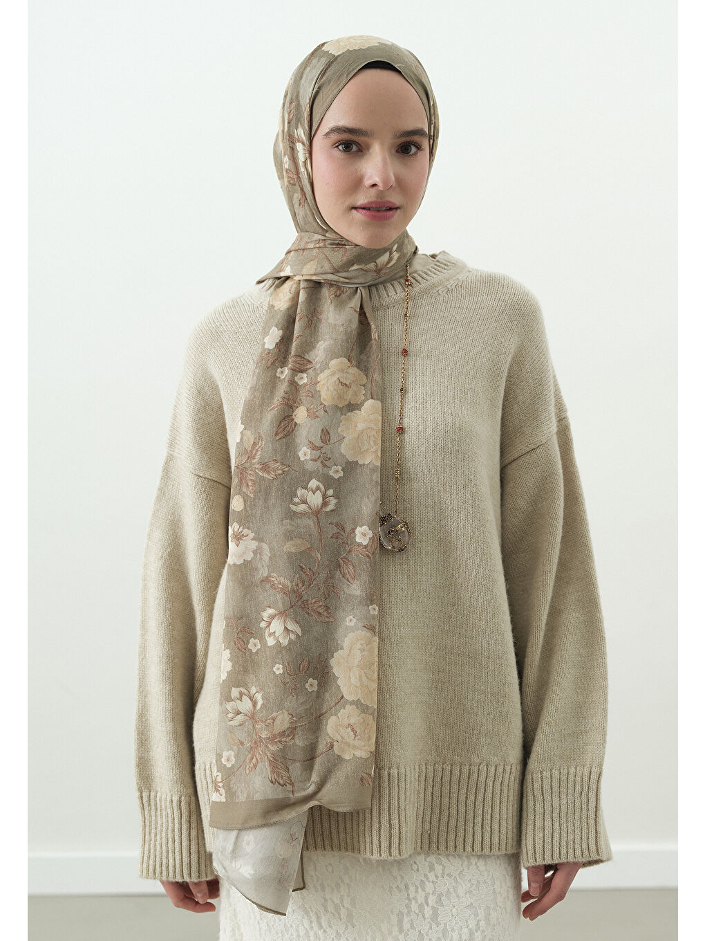 Yeşil REVERIE DESENLİ PAMUK VİSKON ŞAL ÇAĞLA-1