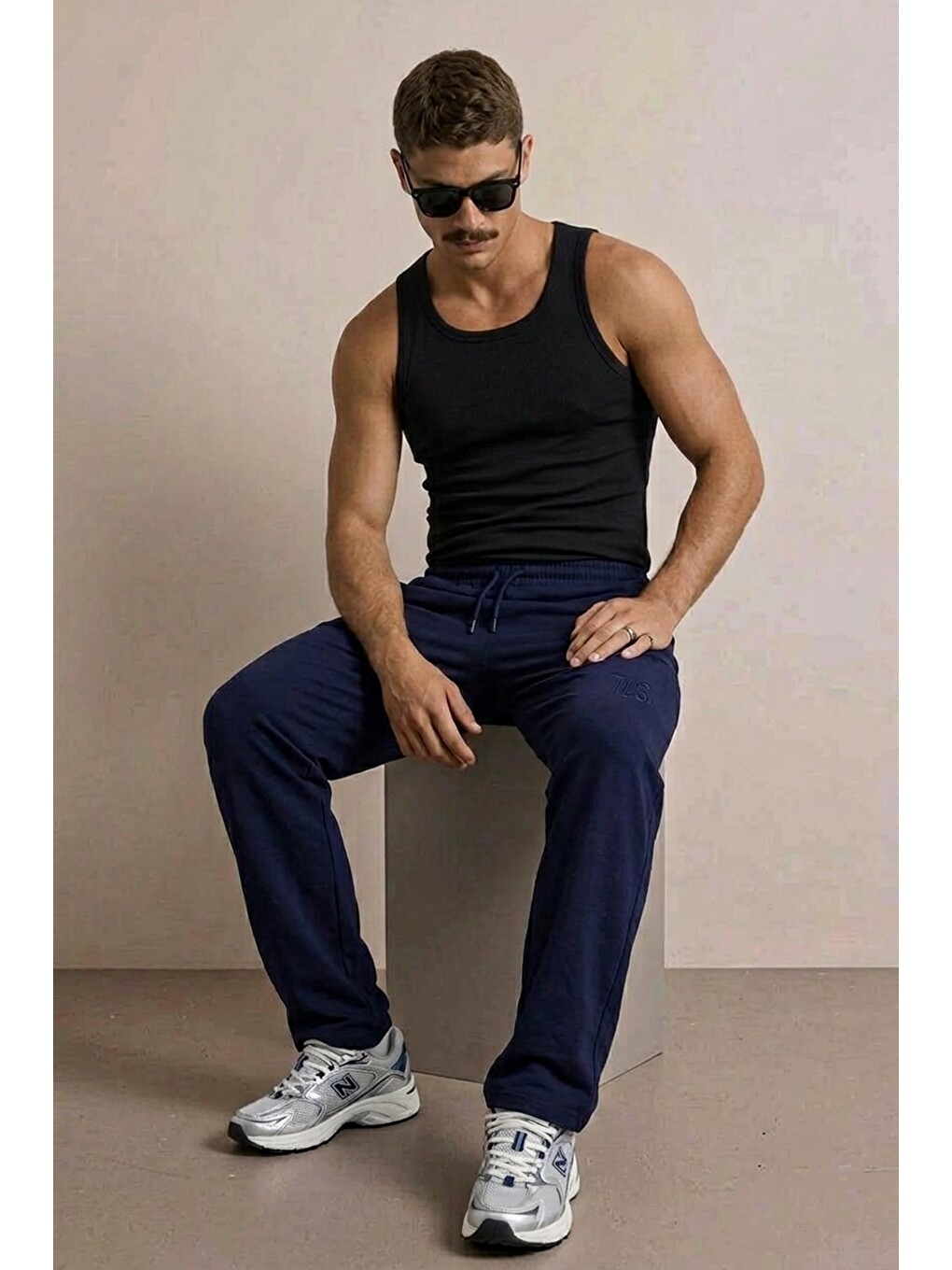 Erkek Günlük Regular Fit Baskılı Lacivert Eşofman Altı-2