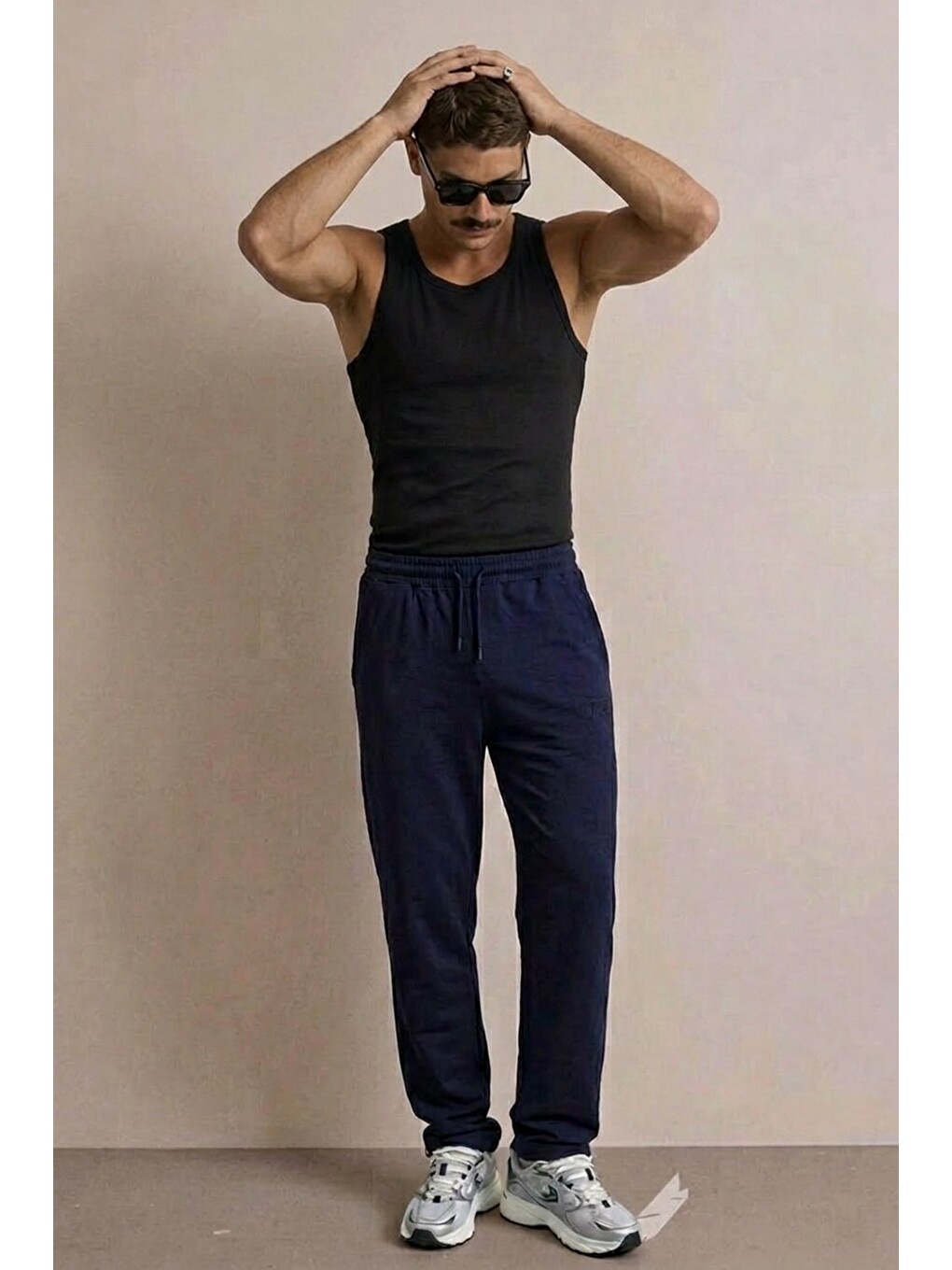Erkek Günlük Regular Fit Baskılı Lacivert Eşofman Altı-3