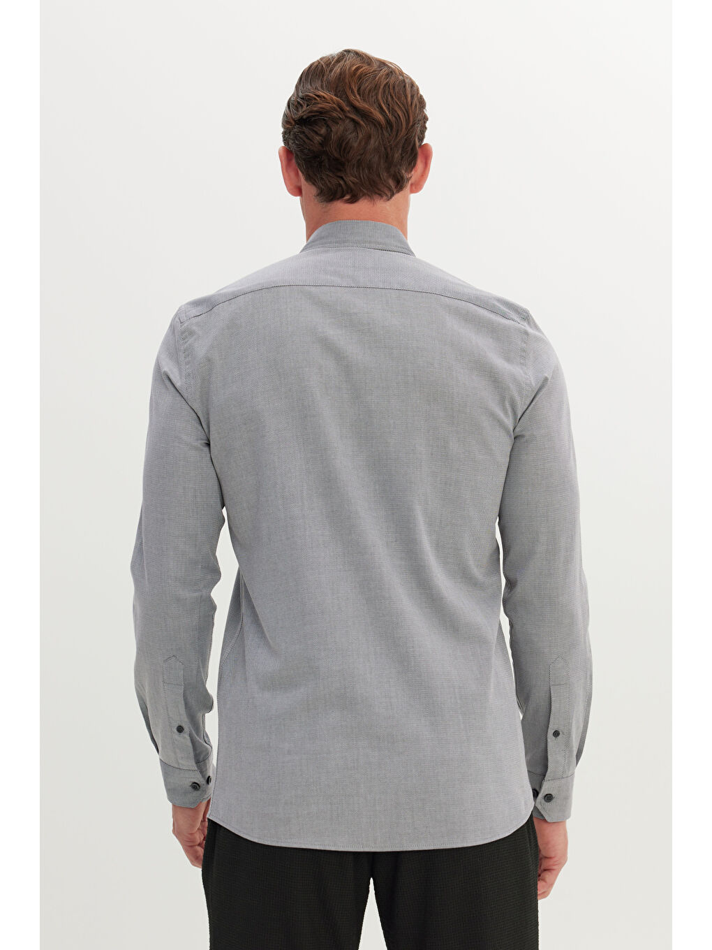 Antrasit Erkek Düğme Yakalı Casual Gömlek-4