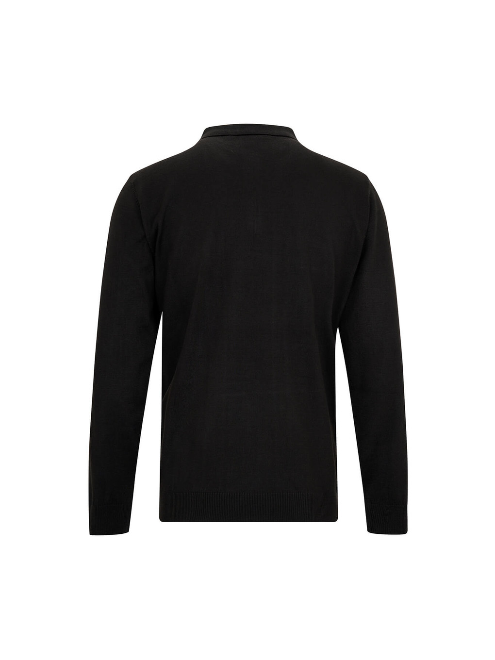 Siyah Regular Fit Polo Yaka Yünlü Kazak-1