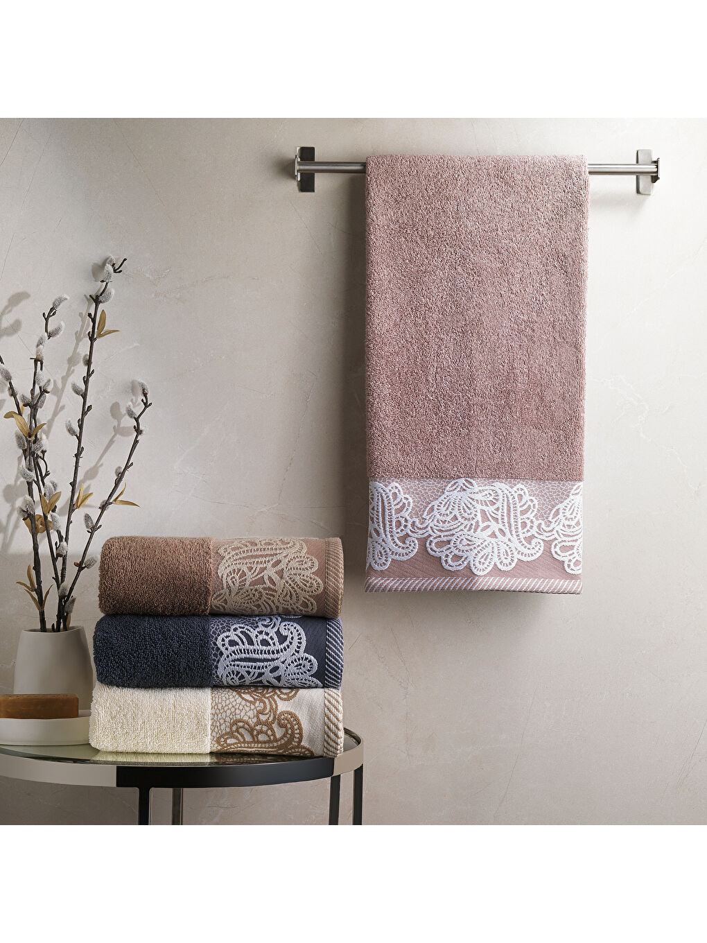 Home Lace Havlu 50x90 Cm - Mürdüm