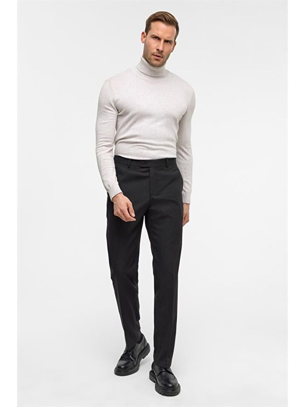 Siyah Regular Desenli Pantolon-1