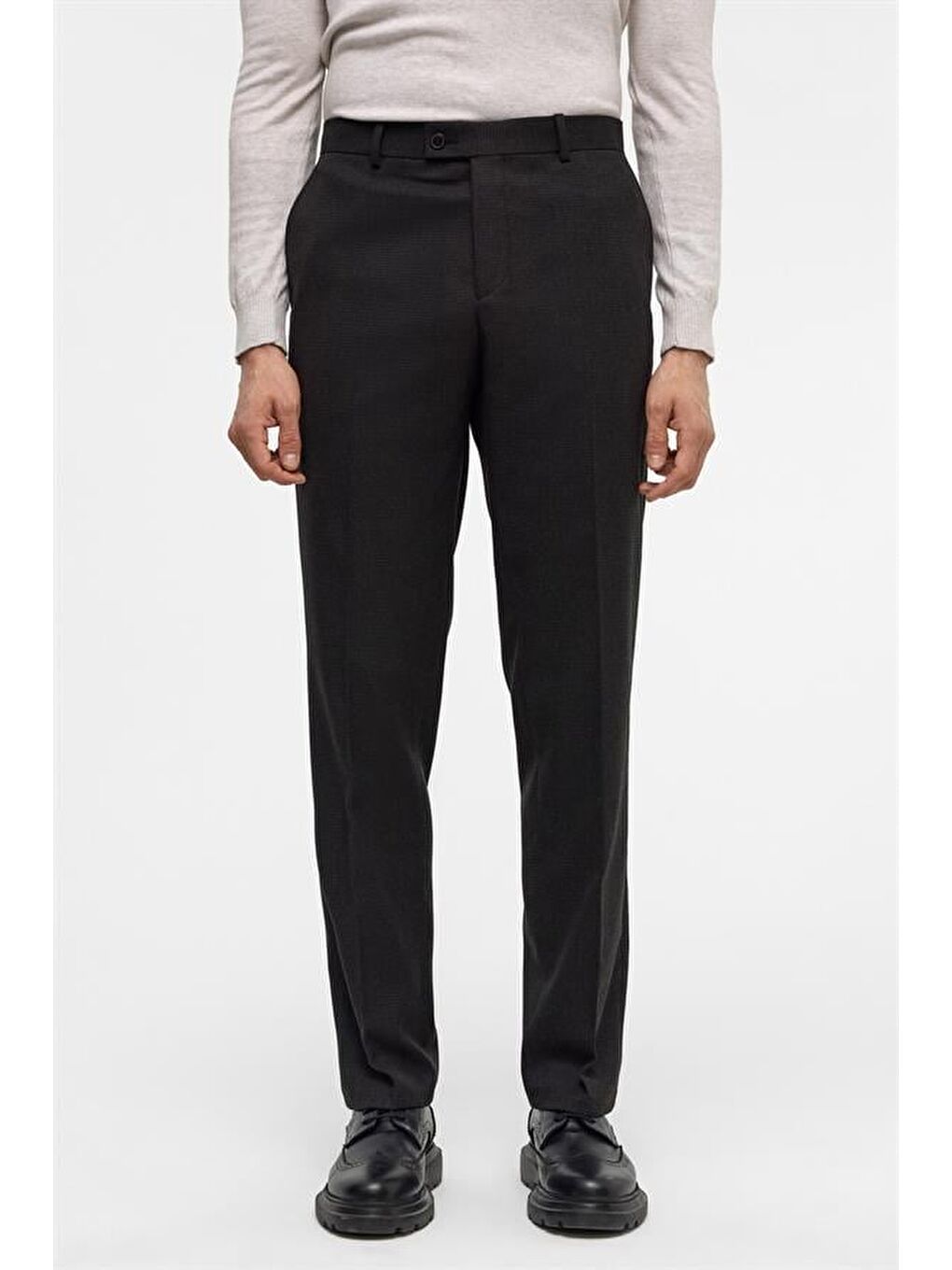 Siyah Regular Desenli Pantolon-2