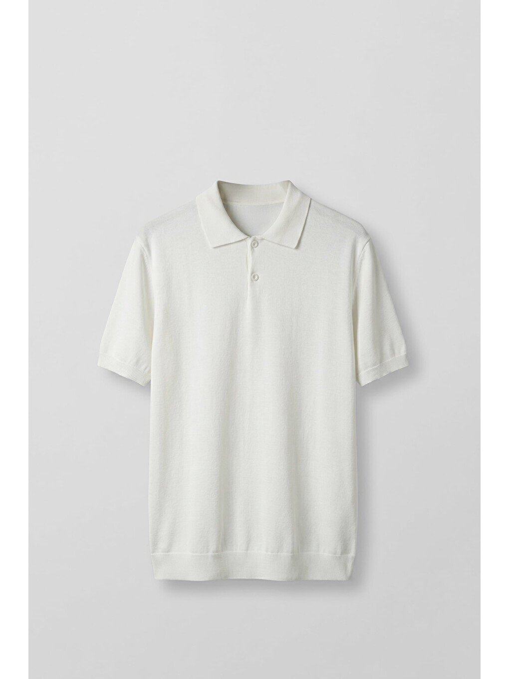 Erkek Regular Fit Örme Kumaş Basic Polo Yaka T-Shirt Beyaz