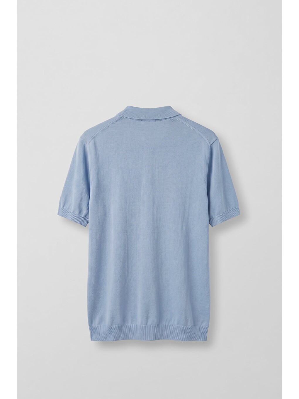 Erkek Regular Fit Örme Kumaş Basic Polo Yaka T-Shirt Açık Mavi-1