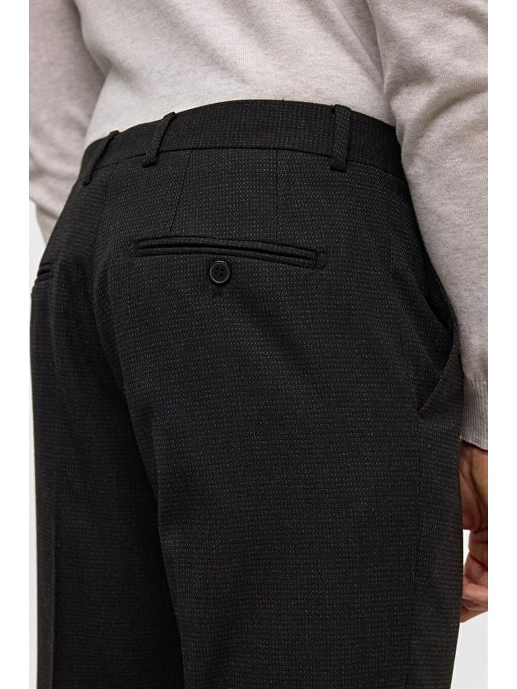 Siyah Regular Desenli Pantolon-4