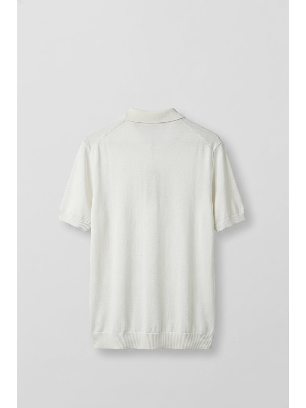 Erkek Regular Fit Örme Kumaş Basic Polo Yaka T-Shirt Beyaz-1