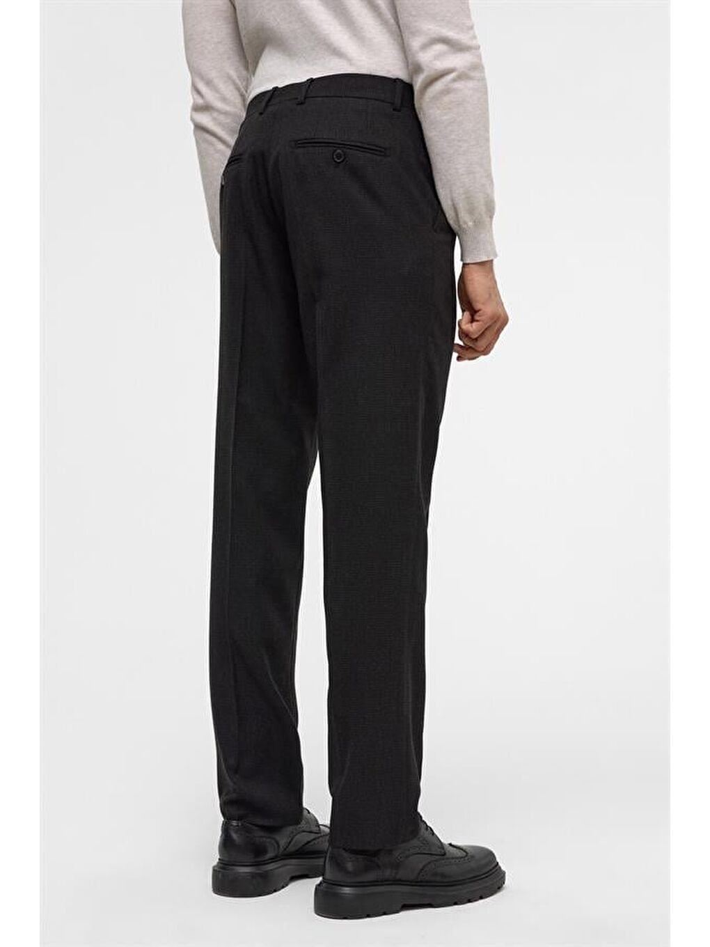 Siyah Regular Desenli Pantolon-5