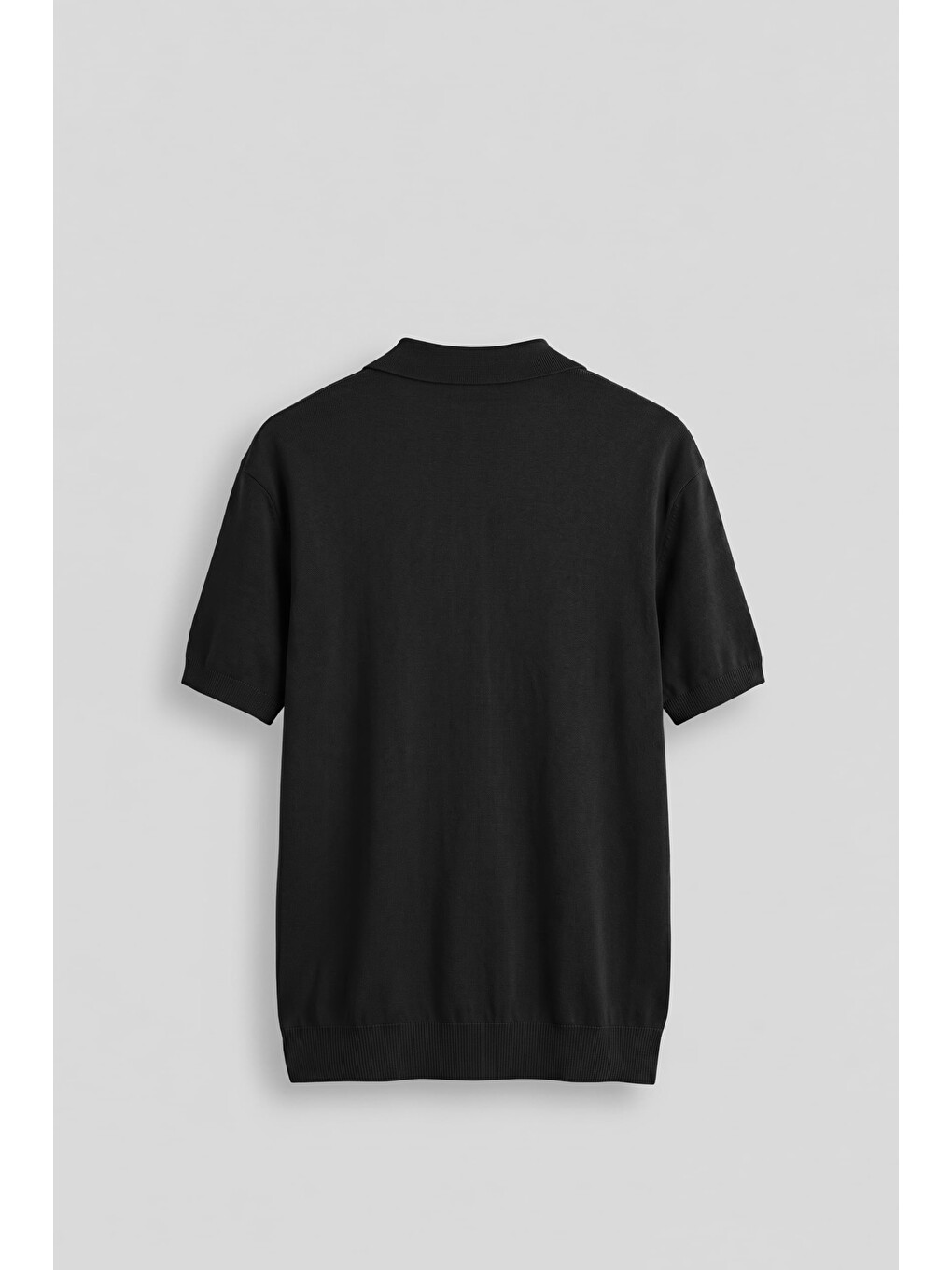 Erkek Regular Fit Örme Kumaş Basic Polo Yaka T-Shirt Siyah-1
