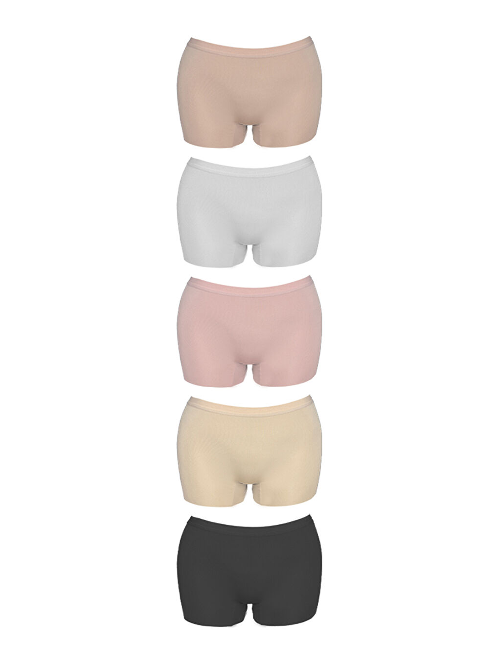 Cottonhill Karişik Basic Lazer Kesim Dikişsiz Kadın Boxer Külot 5'Li Paket