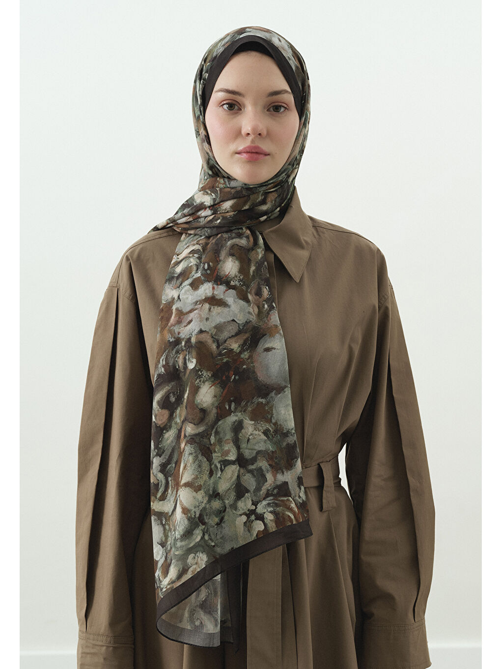 Yeşil SWEET VANILLA DESENLİ PAMUK VİSKON ŞAL YEŞİL-1