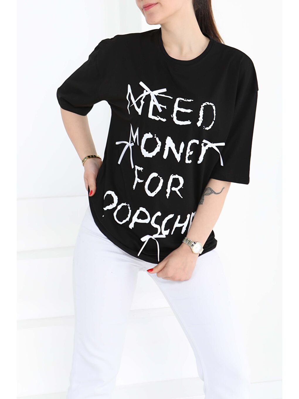 Baskılı Kısa Kollu T-Şhirt Siyah - 27121-1