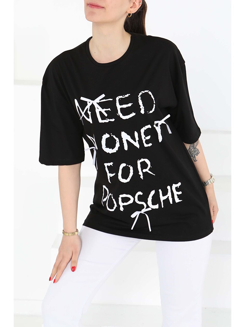 Baskılı Kısa Kollu T-Şhirt Siyah - 27121-2