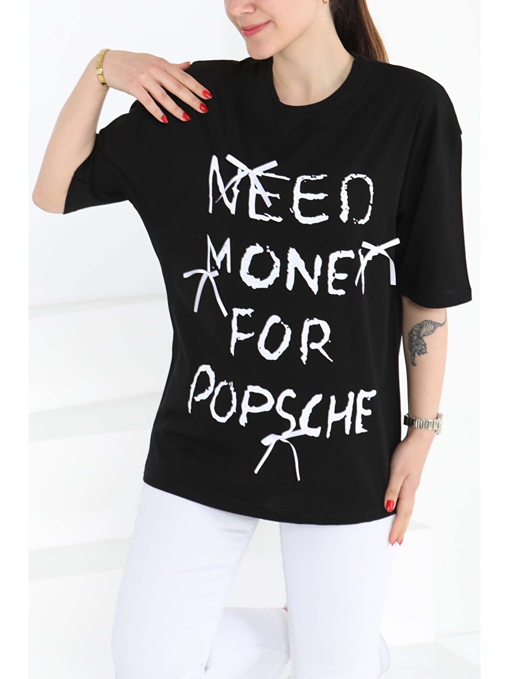 Baskılı Kısa Kollu T-Şhirt Siyah - 27121-5