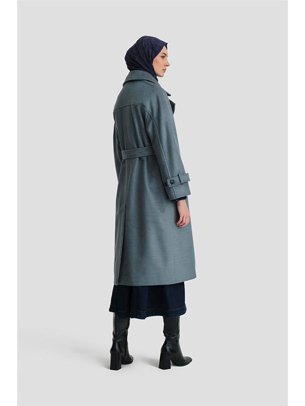 ARMİNE Kruvaze Oversıze Kaban 24Kh7614 Sisli Mavi - 3