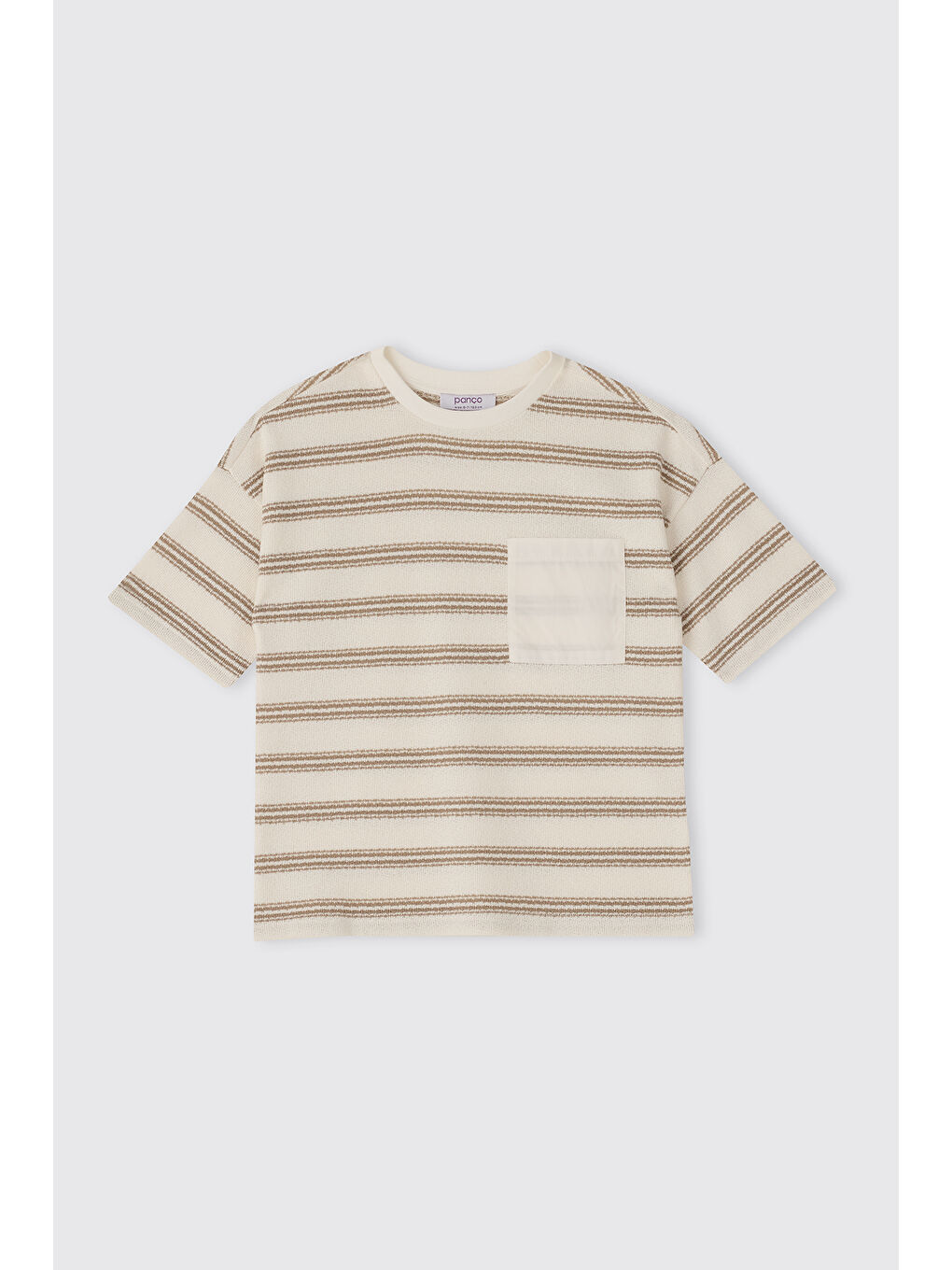 Erkek Çocuk Çizgi Desenli Ekru Tişört