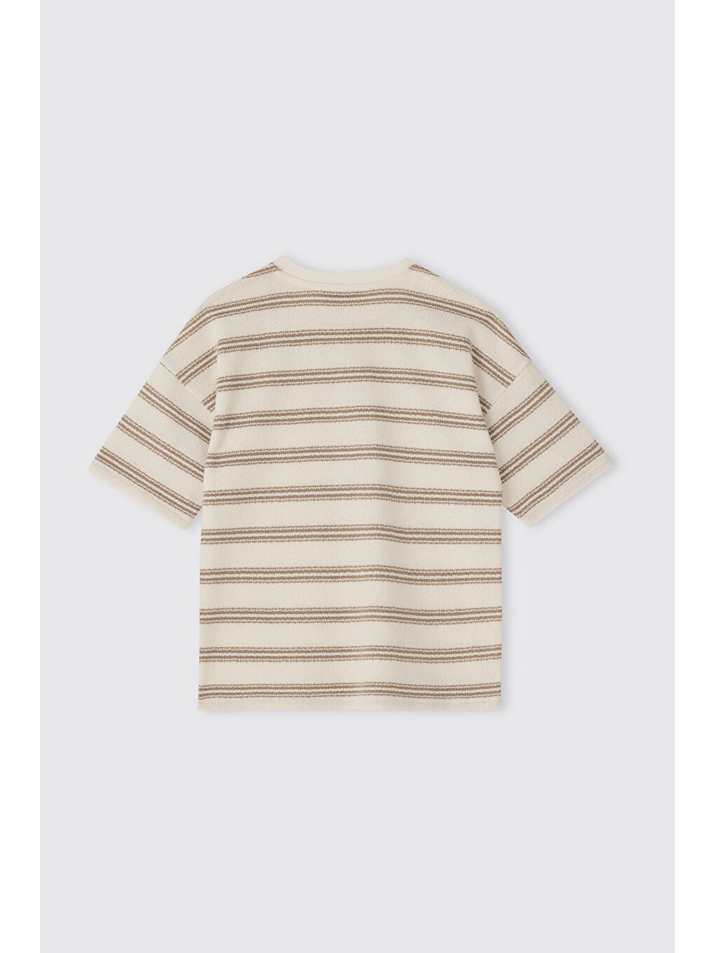 Erkek Çocuk Çizgi Desenli Ekru Tişört-1
