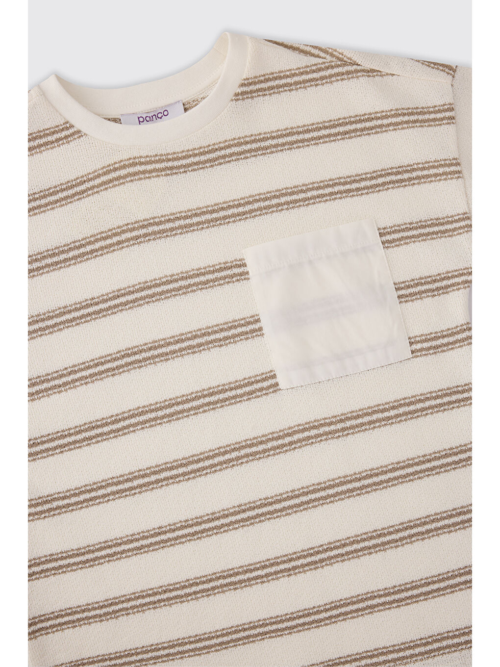 Erkek Çocuk Çizgi Desenli Ekru Tişört-2