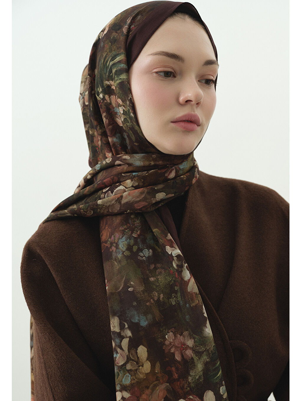 Bordo DARK BEAUTY DESENLİ PAMUK VİSKON ŞAL BORDO-1